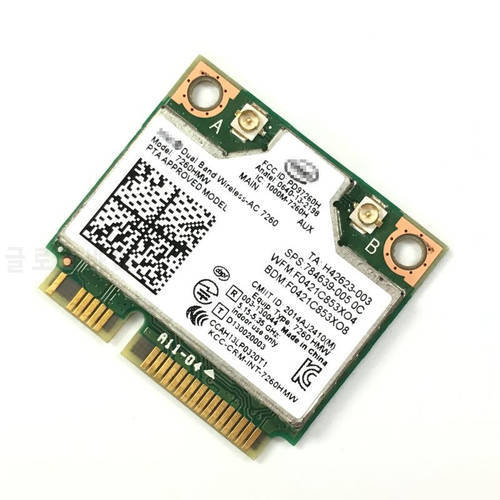 Intel Dual Band Wireless-AC 7260 intel 7260HMW intel 7260AC 7260HMW 7260AC half Mini PCI-e bluetooth Wireless wifi 867M+4.0BT