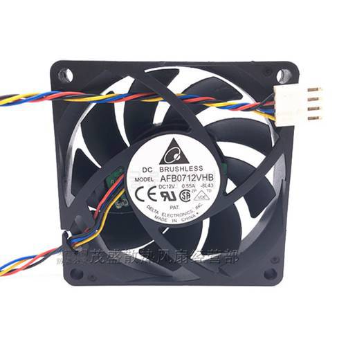 AFB0712VHB 7015 70mm x 70mm x 15mm DC Brushless PWM Cooler Cooling Fan 12V 0.55A 4Wire 4Pin Connector for Delta