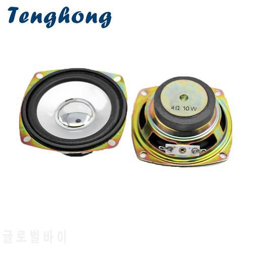 Tenghong 2pcs 3 Inch Full Range Speakers 4Ohm 10W 78MM Square Portable Audio Speaker Unit For Home Theater Loudspeakers DIY