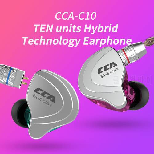 NEW CCA C10 4BA+1DD Headset Earbud Hybrid In Ear Earphone HIFI Monitor Running Sport Earphone With Detacable Detach 2PIN Cable