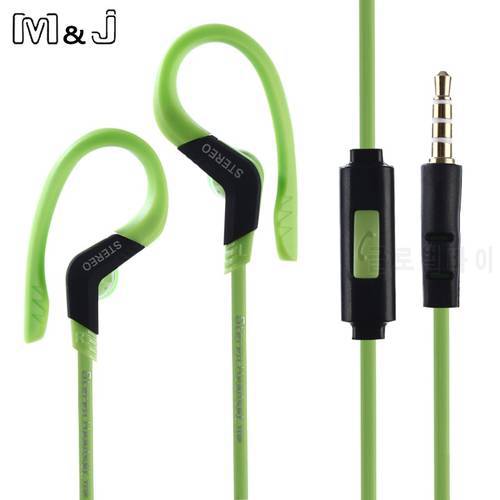 M&J Original Sport Earphone Super Bass Headphones Sweatproof Running Headset with microphone EarHook For All Mobile Phone