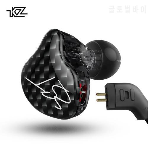 KZ ZST Black Armature Dual Driver Earphone Detachable Cable In Ear Audio Monitors Noise Isolating HiFi Music Sports Earbuds