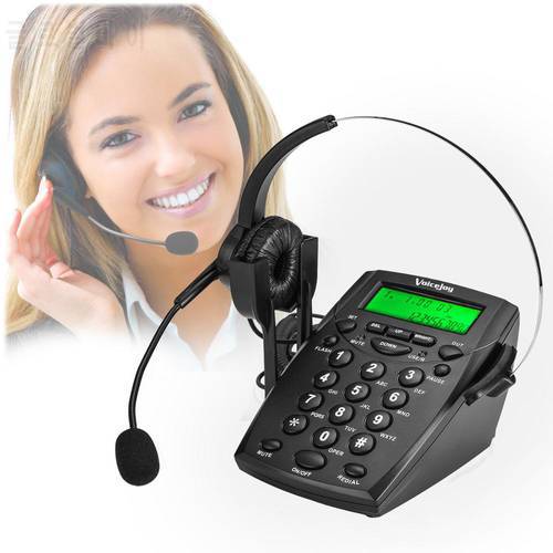VoiceJoy Headset Telephone Desk Phone Headphones Headset Hands-free Call Center Noise Cancellation Monaural with green Backlight