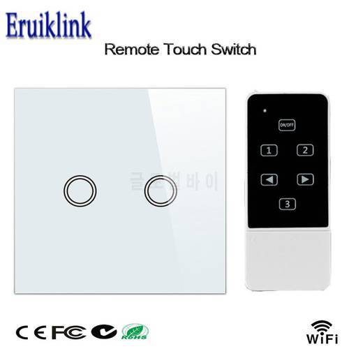 EU Wireless Remote 2 Gang RF433 Touch Wall Switch Smart Home Broadlink App Wifi Control Wall Light Switch For Home Automation