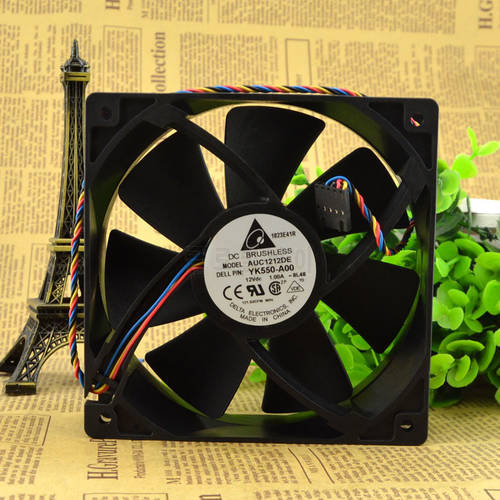 12CM 12038 12V 1.0A AUC1212DE 120 * 120 * 38mm 4 wire PWM Silent wi of chassis Cooling fan YK550-A00