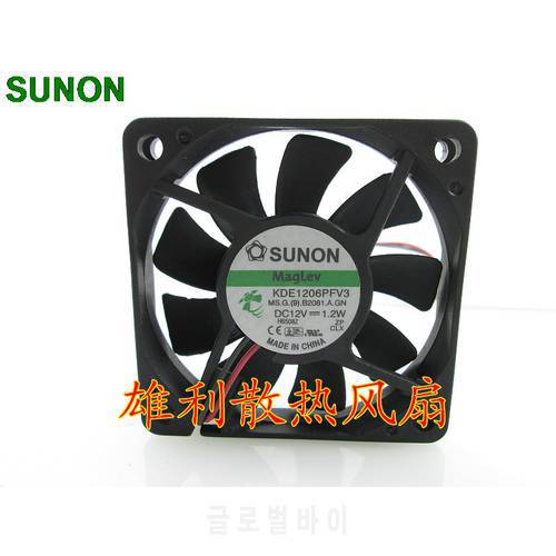 Original For Sunon KDE1206PFV3 1.2W 6CM 6010 2 wire dc brushless fan 12v