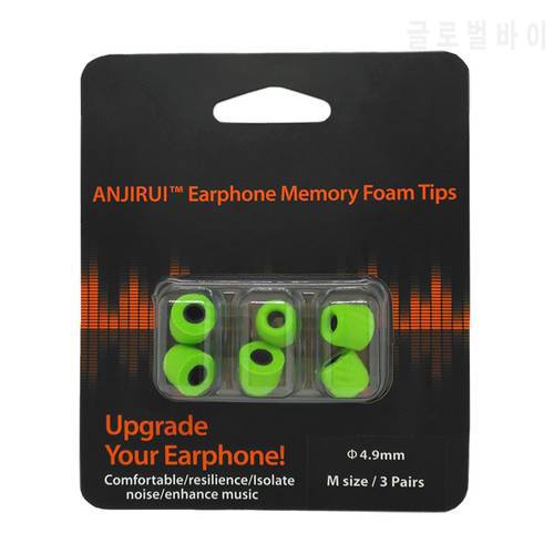 ANJIRUI original foam tips ear pads/cover T400 (L M S)caliber T500 3 pairs memory sponge ear style for in-ear style earphone ear