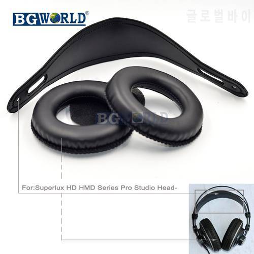 BGWORLD Replacement Earpads Ear Pad Cushion headband For Superlux HD HMD Series Pro Studio Headphone parts