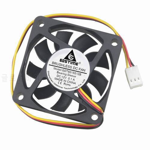 Gdstime 1 Piece DC 12V 6015s Brushless CPU Cooling Fan 60mm x 15mm 3Pin FG 6cm PC Computer Case Motor Cooler 60x60x15mm 2.4inch