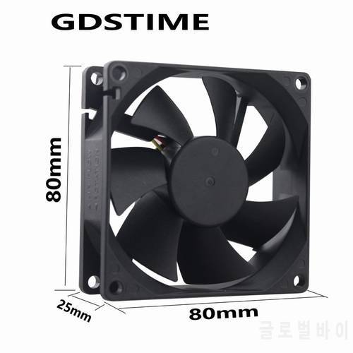 Gdstime 1 Piece DC 12V 3Pin 3-Wire 80x80x25mm PC Computer Case Cooling Fan 80mm x 25mm CPU Cooler 3.14 inch 8025 8cm 8025