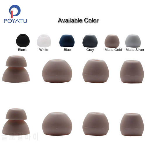 POYATU Replacement Silicone Ear Tips for Beatsx Beats X Earphone Ear tips Buds Earbuds Headphones Matte Gold Silver Blue Black