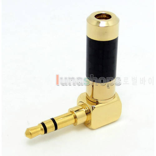 LN004386 Oyaide L Shape Gold 3.5mm 3 poles Male stereo phono Carbon Shell DIY Solder Adapter