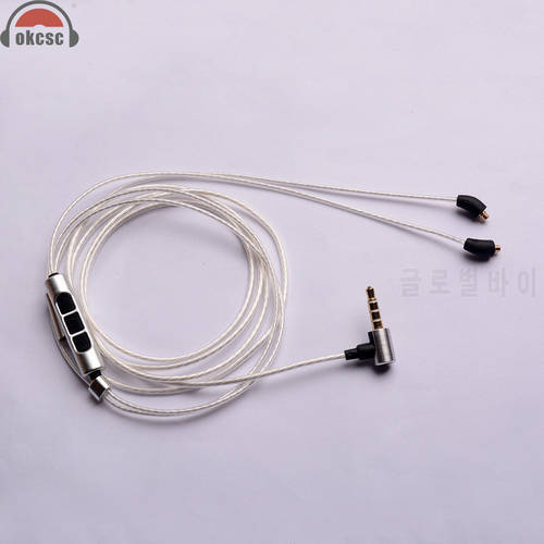 OKCSC For Beyerdynamic XELENTO MMCX Connector Aftermarket Cable 3.5 With Mic OCC Single Crystal Silver for Phone IOS and Andriod