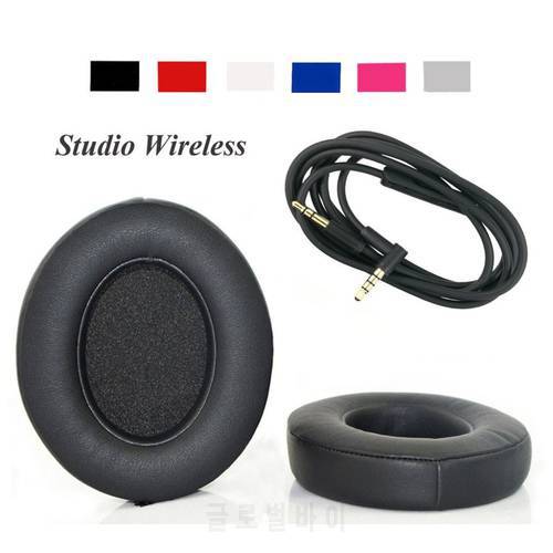 Black Replacement Ear Pad Cushion + Audio Cable Microphone Talk For Beats by dr dre Studio 2.0 Wireless Over-Ear Headphones