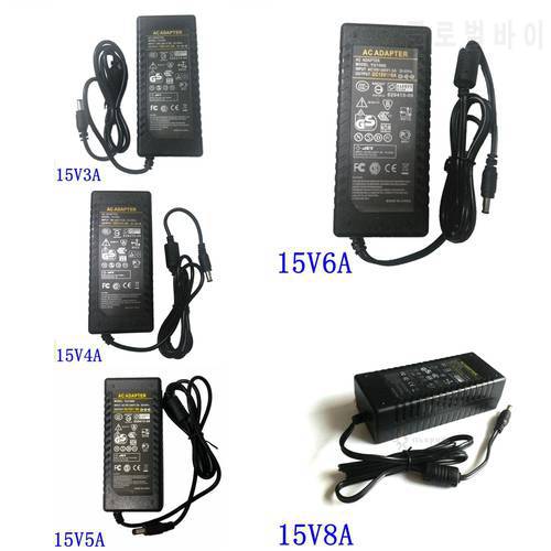 15V Switching Power Supply AC DC Adapter 15V 3A 4A 5A 6A 8A 45W 60W 75W 90W 120W LED Speaker Sound Audio Power Charger