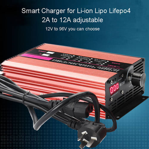 72V 60V 67.2V 84V Li-ion LiPo 48V Lifepo4 Lithium Battery Charger Curren Adjust 2A 5A 10A 12A Fast Charge ebike 12S 16S 20S 24S