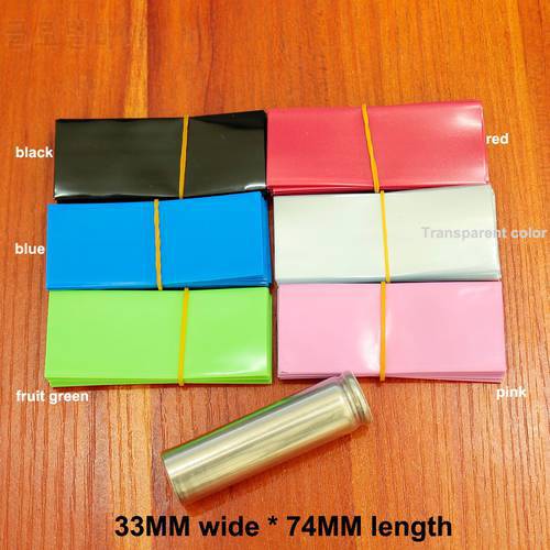 100pcs Lithium Battery Battery PVC Heat Shrink Tubing Heat Shrink Film 18650 Battery Skin Shrink Film Battery Sleeves 33MM Wide