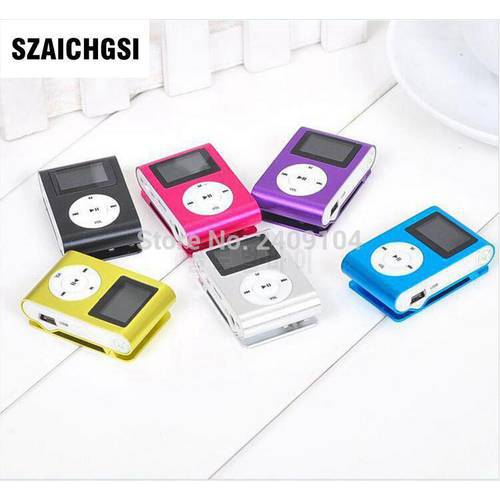 SZAICHGSI MINI Clip MP3 Player with 1.2&39&39 Inch LCD Screen player Support SD Card TF+ Earphone +USB Cable with box 50pcs/lot