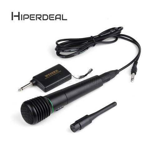 HIPERDEAL Wired or Wireless 2in1 Handheld Microphone Mic Receiver System Undirectional Black Fashion Music Antenna Sep6