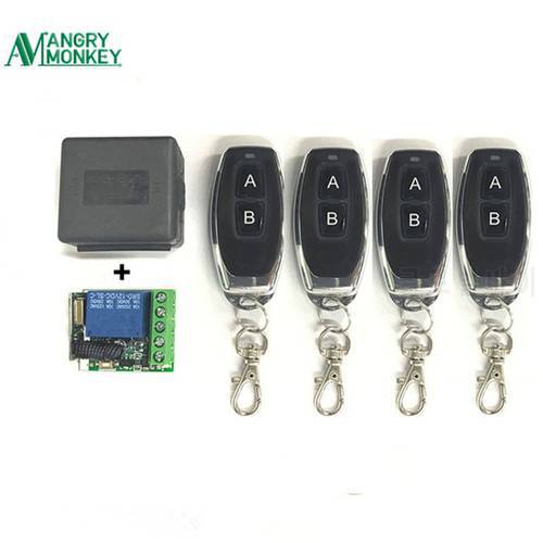 433Mhz Universal Wireless Remote Switch DC 12V 1CH relay Receiver Module and 4 pieces RF Transmitter 433 Mhz Remote Controls