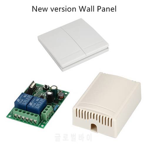 QIACHIP 433Mhz 220V 2CH Wireless Remote Control Switches Relay Receiver Module & 2CH Remote Controls Wall Panel RF Transmitter