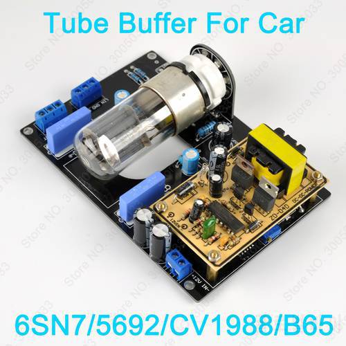 TSU1 6SN7 CV1988 5692 Tube Buffer Preamp For Car Audio Car Hifi W/ Voltage Step-Up Module,DC250V On 6SN7 Plate,Assembled