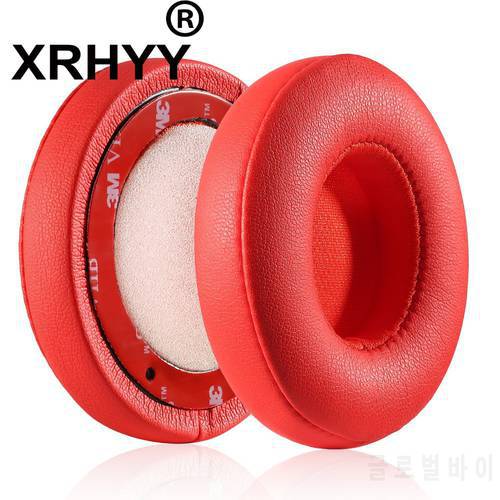 XRHYY Red Leather Cover Replacement Ear Pads Cushion For Beats By Dr. Dre Solo 2.0 Solo2 Wireless /Wired Headphones