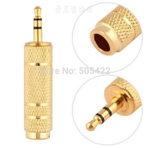 200pcs/lot Gold Plated 3.5mm Male to 6.5mm 1/4