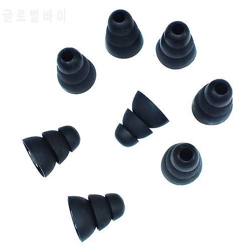 4 Pairs Black Larger size Triple Flange Conical Replacement Silicone Earbuds Compatible With Most In Ear Headphone Brands