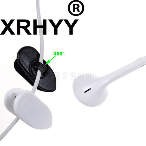 XRHYY 10pcs Rotate Mount Headphone Headset Cable Clip Holder- Clips onto Your Clothing to Keep Earphone/Microphone Cord in Place