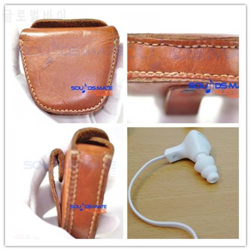 Outdoor Leather Carrying Case Bag For Monster DNA , iSport In Ear Headphone EarBud Natural Genuine Leather by Handmade