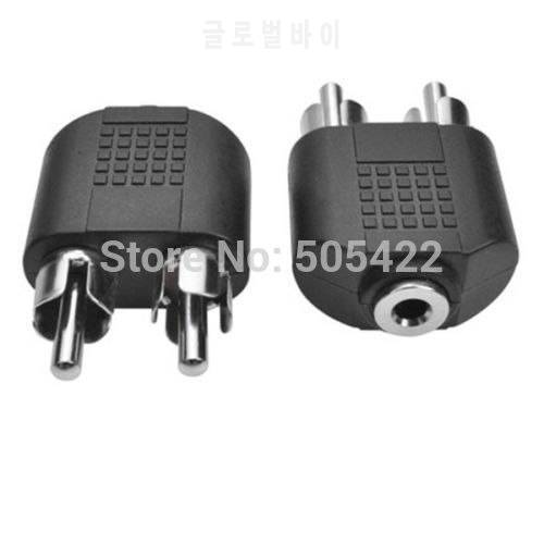 200pcs/lot High Quality Useful 3.5mm AUX Female to 2 RCA Male Audio Stereo Adapter Splitter Connector
