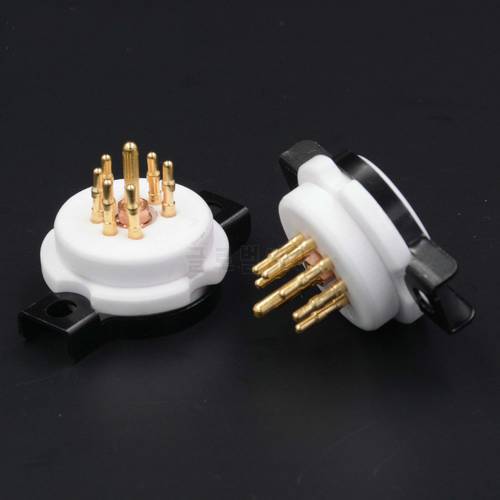 10pcs/lot Ceramic 7 Pin Tube Sockets Gold plate Brass pin Audio Amplifier For 6Z4 6X4 EF95 EZ90 EAA91 EF91 6AQ5 6J1 High Quality