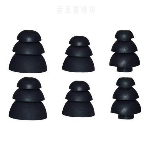 Triple Flange Conical Replacement Silicone Earbuds Compatible With Most In Ear Headphone Brands Black 4mm Hole Also For Monster