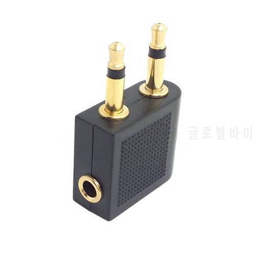 3.5mm Female to Dual 2 x 3.5mm Male Mono Airplane Headphone Audio Adapter Gold Plated