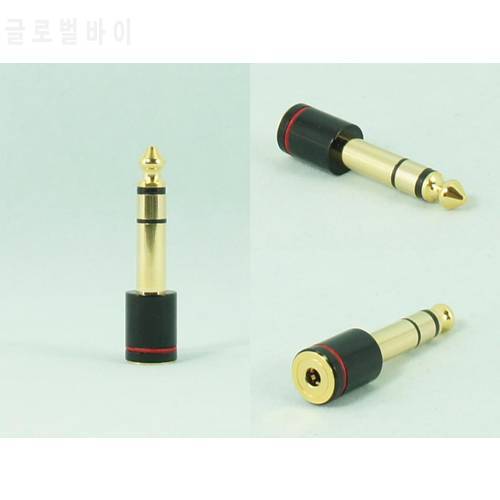 3.5mm Female to 6.5mm Male Stereo Audio Headphone Jack Earphone Adapter Headset Converter(black-gold)