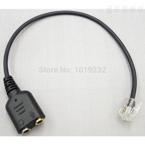 Free Shipping RJ9 Plug to 2 X 3.5mm Jack for PC Headset to Avaya 1600 9600 SNOM Phones computer headset to RJ9 adapter