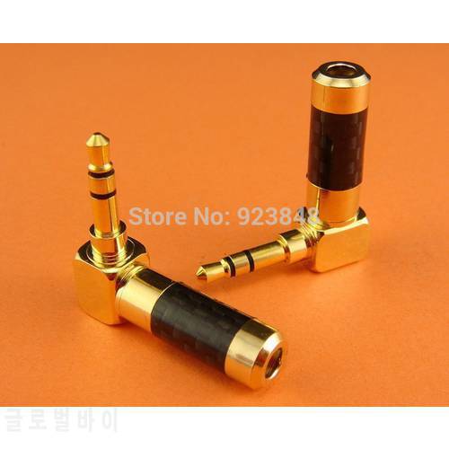 Carbon 3.5mm gold-plated plug three curved 4mm / 6mm End mouth Stereo