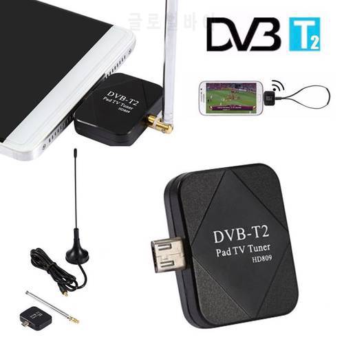 Mayitr 1pc DVB-T2 Micro USB Dongle Digital HD TV Tuner Receiver + 2 Antenna Kits For Android Phone New