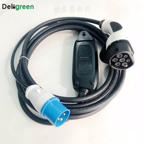16A Duosida EVSE charger 62196 Type 2 Blue CEE Connector Electric Car Portable Charger Leve2 Model 2