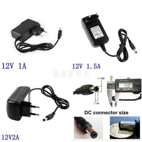 1PC 100-240V AC to DC Power Adapter Supply Charger adapter 12V 1A 1.5A 2A EU US Plug DC:5.5mm x 2.5mm/2.1mm