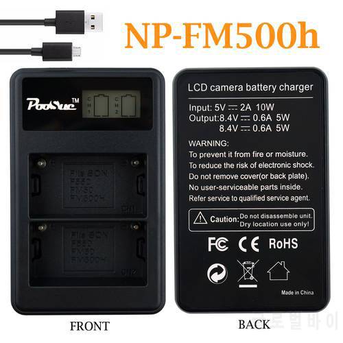 NP-FM500h Battery Charger NP-FM50 Bateria LCD Dual USB Charger For Sony A57 A58 A65 A77 A99 A550 A560 A580 Video Camera Battery