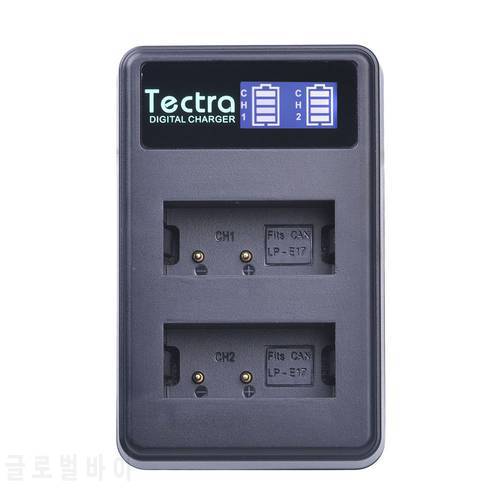 Tectra LPE17 E17 LCD USB Dual Charger for Canon LP-E17 EOS M3 M5 M6 EOS 77D EOS 750D 760D 800D EOS T6 Kiss X8i Camera Battery
