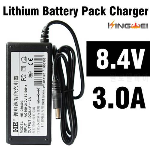 KingWeiEU UK US plug 18650 lithium battery 8.4V,3A charger battery pack charger with 1.2m wired supply for headlamp flashlight