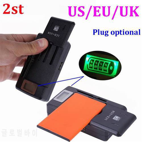 100pcs 2st 2 in 1 Multi-functional Mobile Universal Battery Charger dock with LCD display Screen For Cell Phones USB-Port