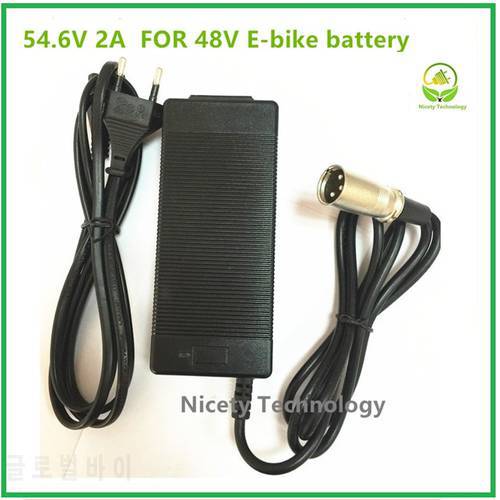 54.6V2A charger 54.6v 2A electric bike lithium battery charger for 48V lithium battery pack XLRM Plug 54.6V2A charger