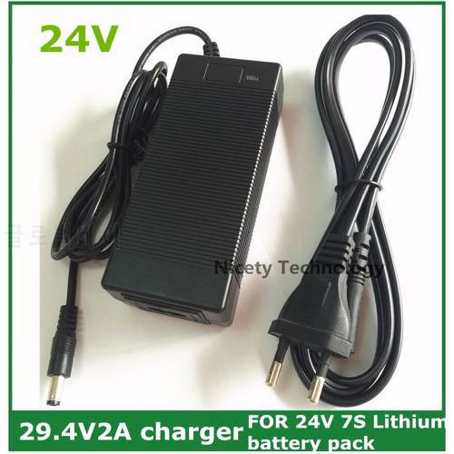 24V Li-ion Charger Output 29.4V2A for 25.2V 25.9V 29.4V 7 Series Li-ion Lithium Battery Pack 29.4V Recharger 24V E-bike Charger