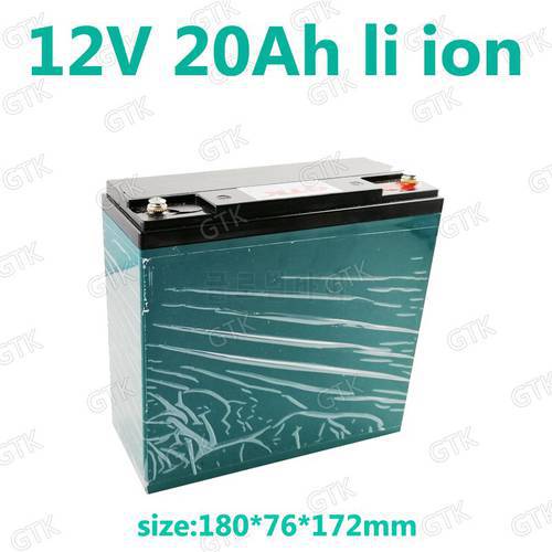 GTK 12v 20ah lithium ion battery 12v pack 20A discharge for backup power golf trolly bike scooter inventor light + 3A charger