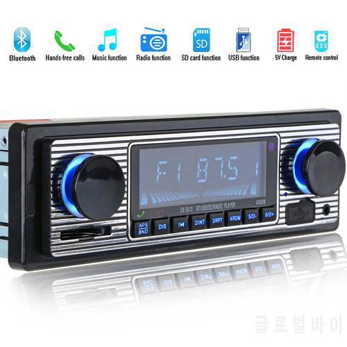 HOT-Bluetooth Vintage Car Radio MP3 Player Stereo USB AUX Classic Car Stereo Audio With Remote Control For Smartphone Cellphone