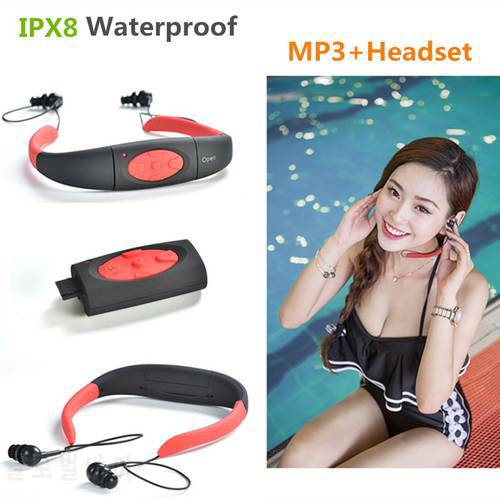 IP8 Waterproof 8GB Underwater Sports MP3 Music Player, Necklace Stereo Audio Earphone, Support MP3, WMA Audio Format